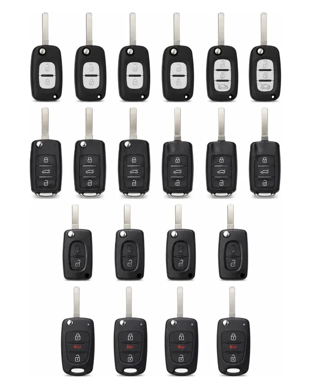 Coques de clé de rechange (20 pièces, 4 familles)